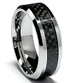 8MM Men's Tungsten Carbide Ring Wedding Band W/ Carbon Fiber Inaly sizes 5 to 15