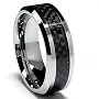 8MM Men's Tungsten Carbide Ring Wedding Band W/ Carbon Fiber Inaly sizes 5 to 15