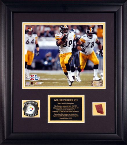Buy Willie Parker Pittsburgh Steelers - Super Bowl XL Champions - Framed 8x10 Photograph with Game Used... by Mounted Memories