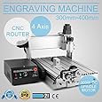 CNCShop CNC Router Engraving Machine Engraver Machine 3040T 4 Axis Desktop Wood Carving Tools Artwork Milling Woodworking with Rotary Axis (3040T 4 Axis)