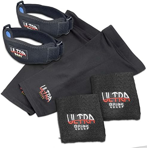 #1 Medical Grade Elbow Brace Set - 2 Elbow Brace, 2 Compression Sleeves (Large) - Best Combination for Tennis and Golfer's Elbow - Relieve Tendonitis and Forearm Pain!