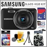 Samsung SL605 12.2MP with 27mm Wide Angle Lens in Black + 4GB Accessory Kit