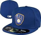 New Era 59Fifty On Field Milwaukee Brewers Blue MB groves logo Alternate Fitted Cap Hat 7 5/8