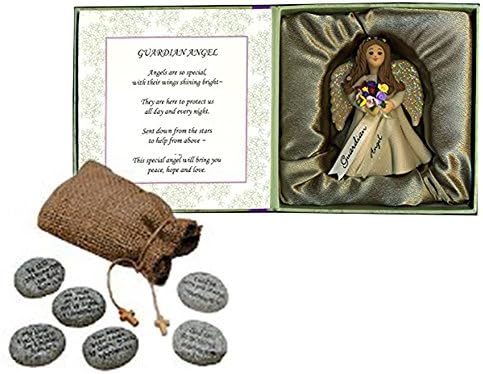 Guardian Angel with Box, Miniature Picture Frame AND Stones of Faith (6 Count)