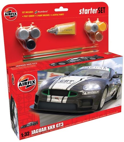 Airfix A50109 Jaguar XKRGT3 Apex Racing 1:32 Scale Car Category 3 Gift Set with Paint Glue and Brushes