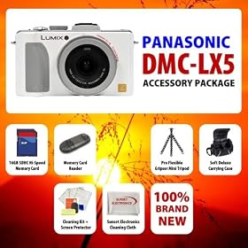 Panasonic Lumix Dmc-lx5 10.1 Mp Digital Camera with 3.8x Optical Image Stabilized Zoom and 3.0-inch LCD (Silver) + Best Value 16GB, Carrying Case & Tripod Complete Accessories Package