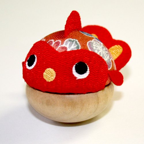 加賀友禅　ゑり華オリジナル　金運を呼ぶゆらゆらころりん　金魚 (朱)