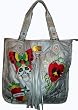 Ed Hardy Purse Tote Handbag Silver w/ Rhinestones