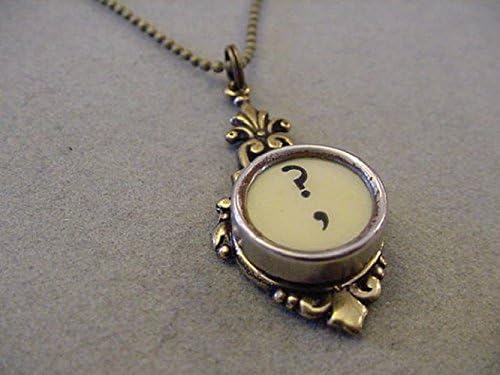 Bronze Typewriter key Pendant Necklace Question Mark Brass typewriter key jewelry
