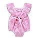 Baby Girls' Pink Striped Cotton Ruffles Romper Summer Bodysuit
