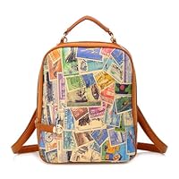 New Fashion Vintage Picture Print Women Pu Leather Backpack Daypack School Shoulder Bookbag Hand Bag