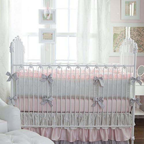 Carousel Designs White Diamonds Crib Bumper with Accent Strips and Ruffle