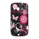 iProtect Premium Cover / Case / H�lle / Schutz f�r HTC Desire C A320e im rutschfestem Hard Case in der "Flower & Butterfly Edition" Schwarz / Pinkvon "iProtect"