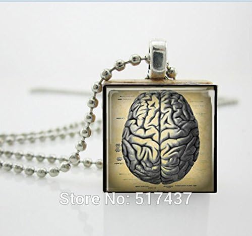 VintaStore Fashion Necklaces For Women Human Anatomy Brain Necklace Scrabble Tile Pendant With Ball Chain Includescrabble Tiles
