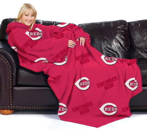 MLB Cincinnati Reds Adult Comfy Throw, Officially Licensed Blanket with Sleeves by Northwest 