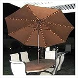 IMAGE OF 9' Round Lighted Oasis Umbrella - Quick Ship Finish: Antique Bronze, Fabric: Tangerine B Grade