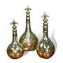 Antique French Fleur De Lis Mercury Glass Decorative Bottle Set