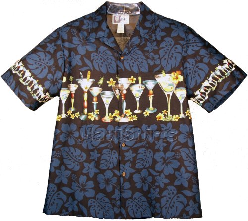 Martini Chest Band Men's Hawaiian Aloha Cotton Shirt