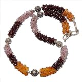 Charm Necklace Silver Multi Gem Jewelry 18.5 inches (gnklc150)