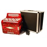 Barcelona 3-Row Button Accordion with Hardshell Case - Red