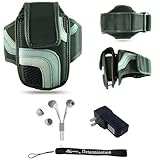 Black Adjustable Deluxe Sportband / Workout Armband with Adaptable Neck Str ....