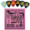Ernie Ball 2220 Power Slinky Electric Guitar Strings w/ Bonus 6 Pack of LIVE FOR MUSIC Celluloid Picks - Heavy