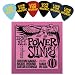Ernie Ball 2220 Power Slinky Electric Guitar Strings w/ Bonus 6 Pack of LIVE FOR MUSIC Celluloid Picks - Heavy