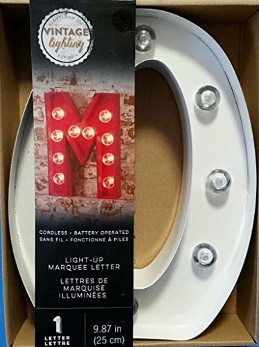 Darice Vintage Lighting Home Collections Metal Lighted 10" LED Light-Up Letter Marquee Sign Wall Decor ("O", Black)