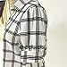 Shouhengda Women Chiffon Lapel V-Neck Blouse Plaid Button Down Tops