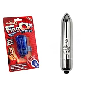 The FingOs Each Tingly Blue Fun Finger Vibe and High Intensity Bullet Vibrator Combo