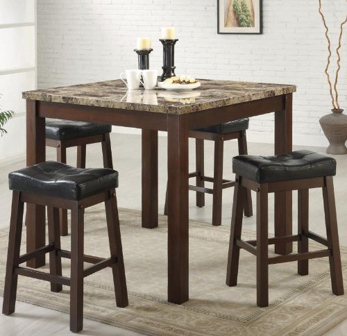 5 Piece Marble Look Dining Set