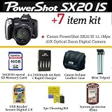 Canon PowerShot SX20 IS 12.1MP 20X Optical Zoom Digital Camera With Essential Users Powershot Accessory Package Includes 16GB Memory, Batteries & Charger, PSC-4000 Case, Tripod + More