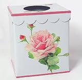 Retro Vintage Tissue Holder ~ Tissue Box Cover ~ Tissue Box Holder ~ Kleenex Holder  White Retro with Antique Vintage French Rose