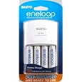 Sanyo Eneloop AA NiMH Pre-Charged Rechargable Batteries with Charger - 4 Pack