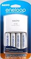 Sanyo Eneloop 4 Pack AA NiMH Pre-Charged Rechargable Batteries w/ Charger