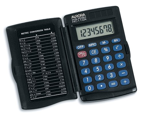Aurora HC110X Dual Power Compact Style 8 Digit Hardcase Calculator