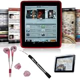 Apple iPad Magenta Silicon Skin Case + Includes a 4-inch eBigValue (TM) Determination Hand Strap + Anti-Glare Screen Protector for iPad Tablet ( All Models ) + Fashion Earbud Headset Headphones 3.5mm In-Ear Stereo ( Pink )