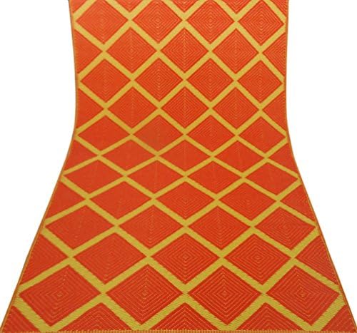 Handmade Mat Polypropylene Plastic Material Picnic Blanket Home Décor Orange Yellow Geometric Pattern Floor Mat 6 x 4 Ft Christmas Gift