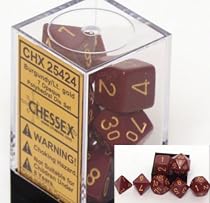 Chessex Dice: Polyhedral 7-Die Opaque Dice Set - Burgunday wiith Light Gold (Limited)