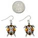 Silvertone Golden Brown Turtle Dangle Earrings Fashion Jewelry