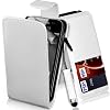 F�r Samsung Galaxy Ace S5830 Kunstledertasche in Wei� H�lle Mit Magnetverschlu� Etui Flip Case - Plus Mit Touchscreen Eingabestift im Mini Format, LCD Displayschutzfolie und Reinigungstuch Inklusive