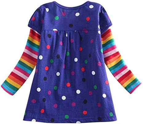 Peppa Pig Little Girls Spring Fall Long Sleeve Cartoon Embroidery Embroidered Polka Dot Cotton T-Shirts,Purple,5 (4/5Y)