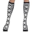 5589 Acrylic Knee Highs w/Faux Lace Up Front, Black/White, One Size