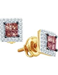 14KT Yellow Gold 0.33 CTW COGNAC Diamond Ladies Invisible Earring