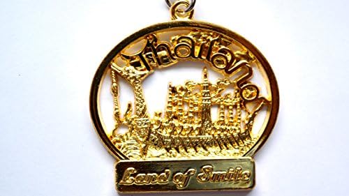 Golden Thailand Land of Smile Big Size Key-chain From Thailand, Beautiful Art and Light Metal, Beautiful Design Show Real Beauty of Thailand, Made and Sale in Thailand Temple,