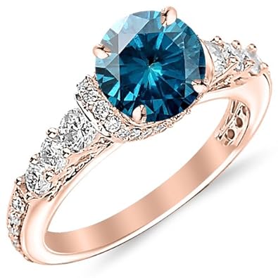 Blue diamond engagement rings amazon