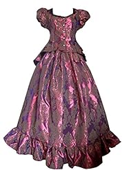  Belted Lace Short Sleeves Taffeta/Velvet Floral Print  Dress With a Ribbon  and a Sash  and Ruffles