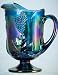 1970s - Indiana Carnival Glass Pitcher - Harvest Grape - Irridescent Blue Water / Lemonade Carnival Glass Pitcher - On Pedestal Base - Remarkable Condition - Rare - Very Collectible