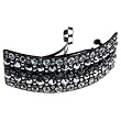 Large Black With Gray Crystal 4" Hair Barette Clip