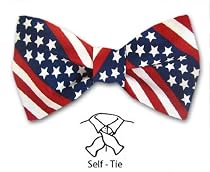 Self Tie Patriotic American Flag Print Bow Tie Red, White and Blue